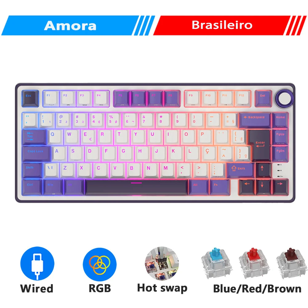 Royal Kludge RK R75 Brazilian Gasket Mechanical Keyboard – 80-Key, Hot-Swap, RGB, MDA PBT Keycaps