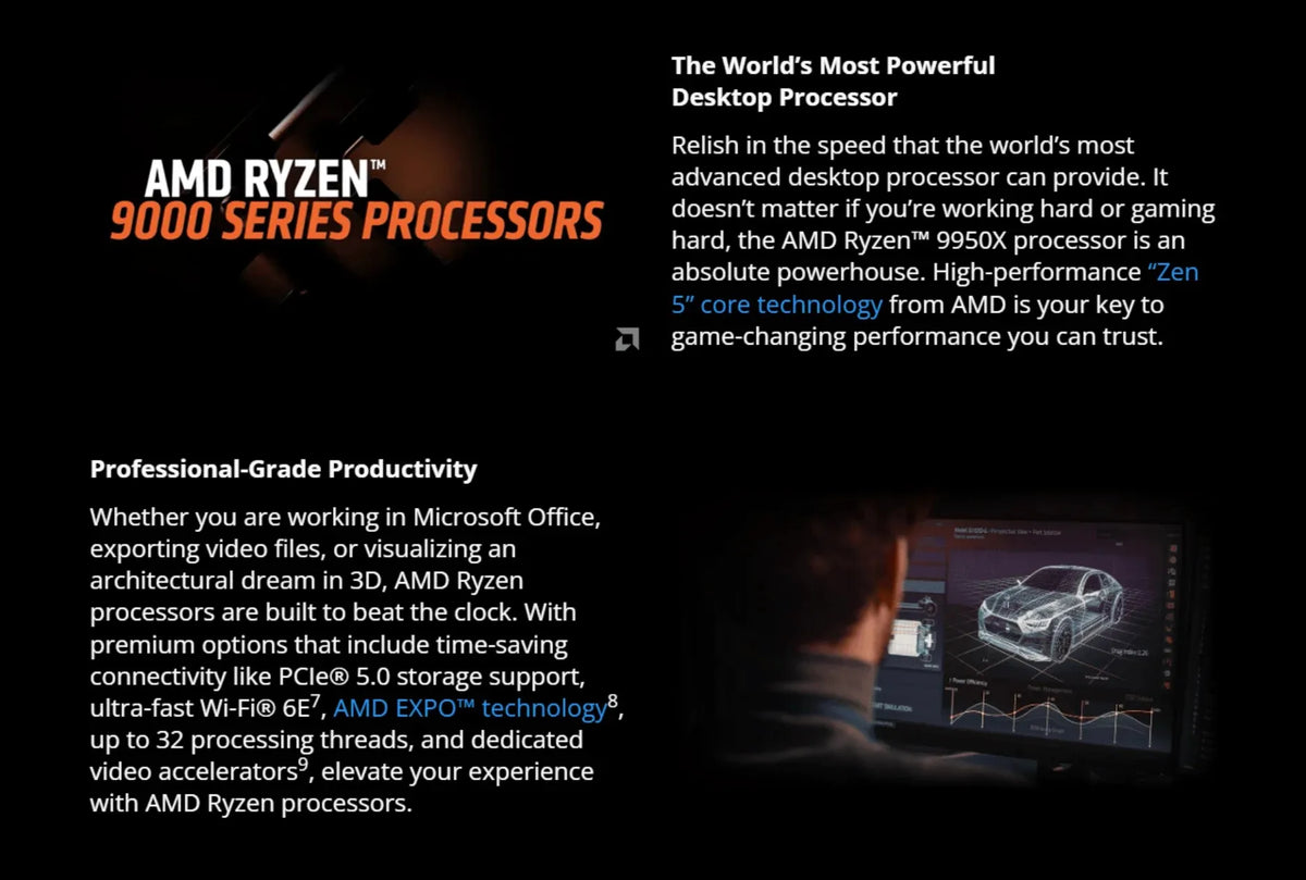 AMD Ryzen 9 9950X3D – 16-Core, 5.7GHz, 128MB Cache, AM5 Gaming CPU (No Fan)
