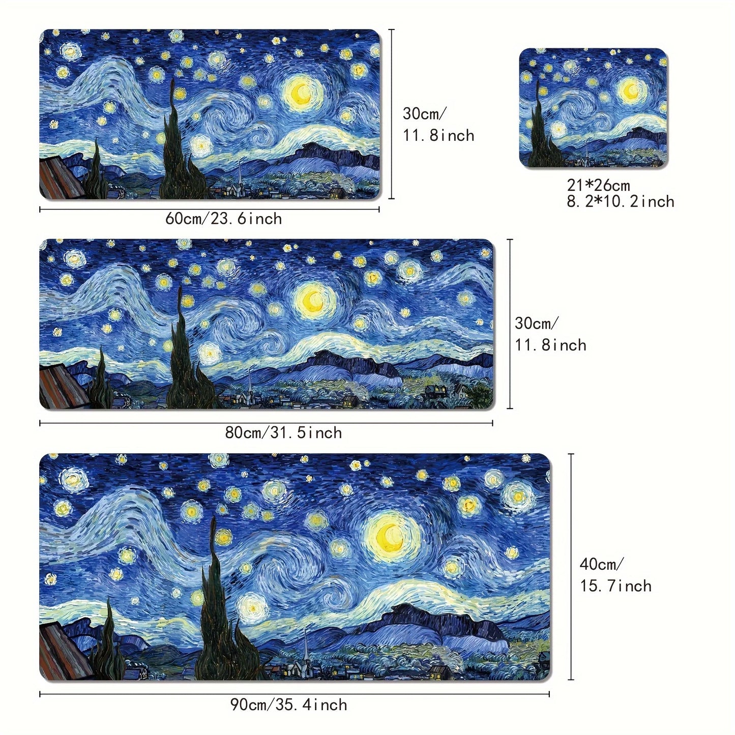 Van Gogh Starry Night XXL Extended Gaming Mouse Pad – Anti-Slip Desk Mat for Keyboard & Mouse
