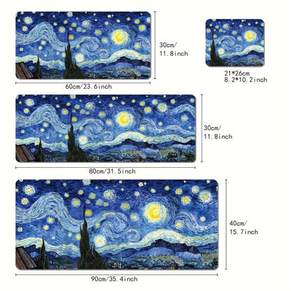 Van Gogh Starry Night XXL Extended Gaming Mouse Pad – Anti-Slip Desk Mat for Keyboard & Mouse