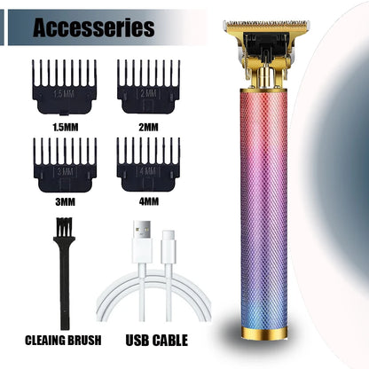 R.E.D. Shopping T9 professional hair clipper with USB fast charging for beard and body trimming, black and silver design.