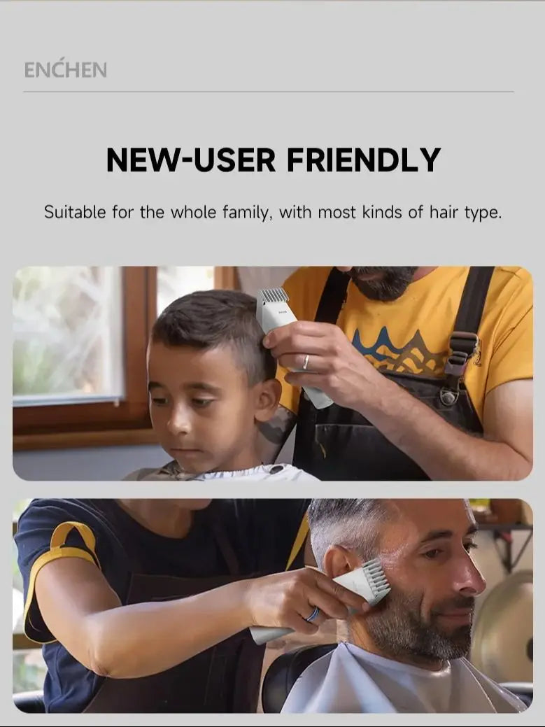 ENCHEN Boost-W Cordless Hair Clipper – USB Rechargeable, Adjustable Comb