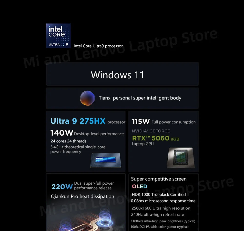 Lenovo Legion Y9000P 2025 – Intel Ultra 9 275HX, RTX 5060/5070, 32GB DDR5, 1TB, 16" 2.5K 240Hz OLED