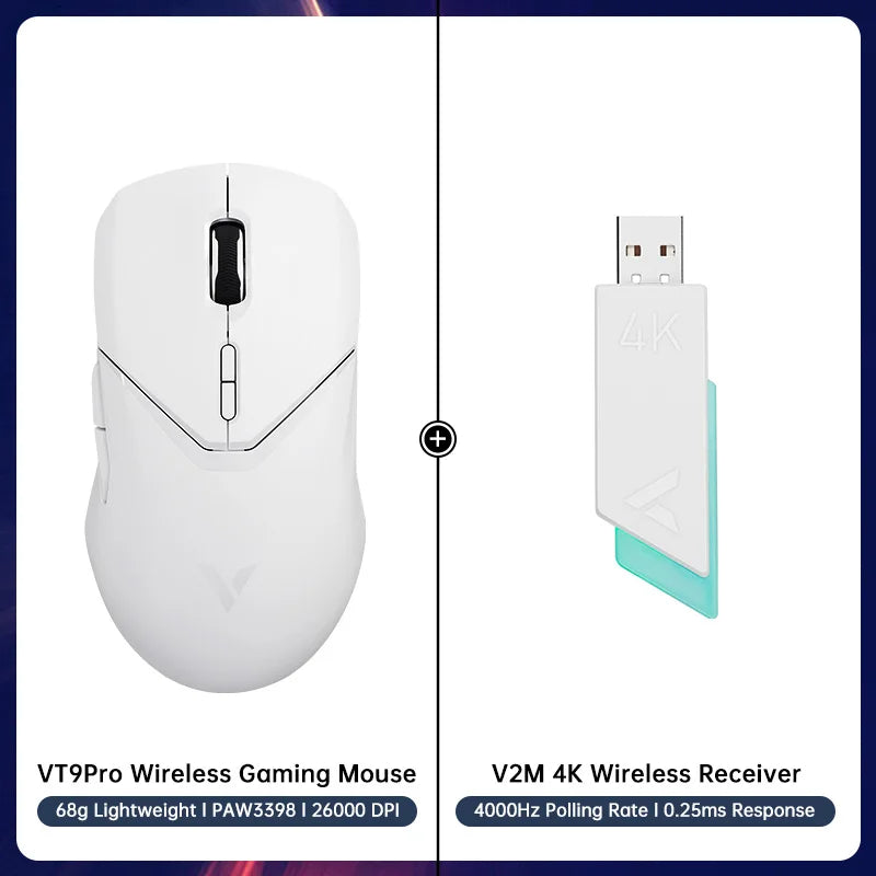 Rapoo VT9PRO Wireless Gaming Mouse – PAW3398, 68g, 26000DPI, Type-C, Programmable, Ergonomic