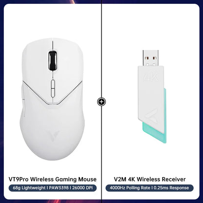 Rapoo VT9PRO Wireless Gaming Mouse – 68g Ultra-Light, PAW3395 26000DPI, 8K Polling, 8 Buttons