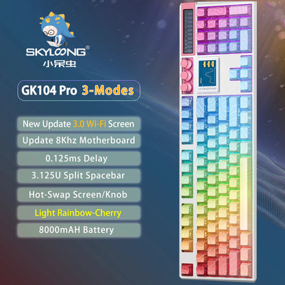 SKYLOONG GK104 Pro Full-Size Wireless Mechanical Keyboard – 104 Key, Hot-Swap, RGB, Macro Knob