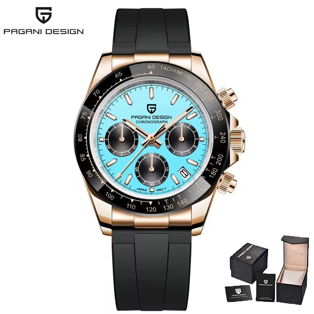 PAGANI DESIGN Men's Luxury Chronograph Watch – 100M Waterproof, Quartz Sport Wristwatch, Gift
