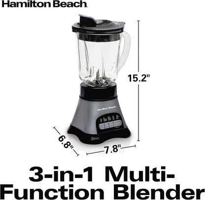 700W Blender & Food Processor Combo – 40oz Glass Jar, Travel Cup, 3-Cup Food Chopper | Gray/Black