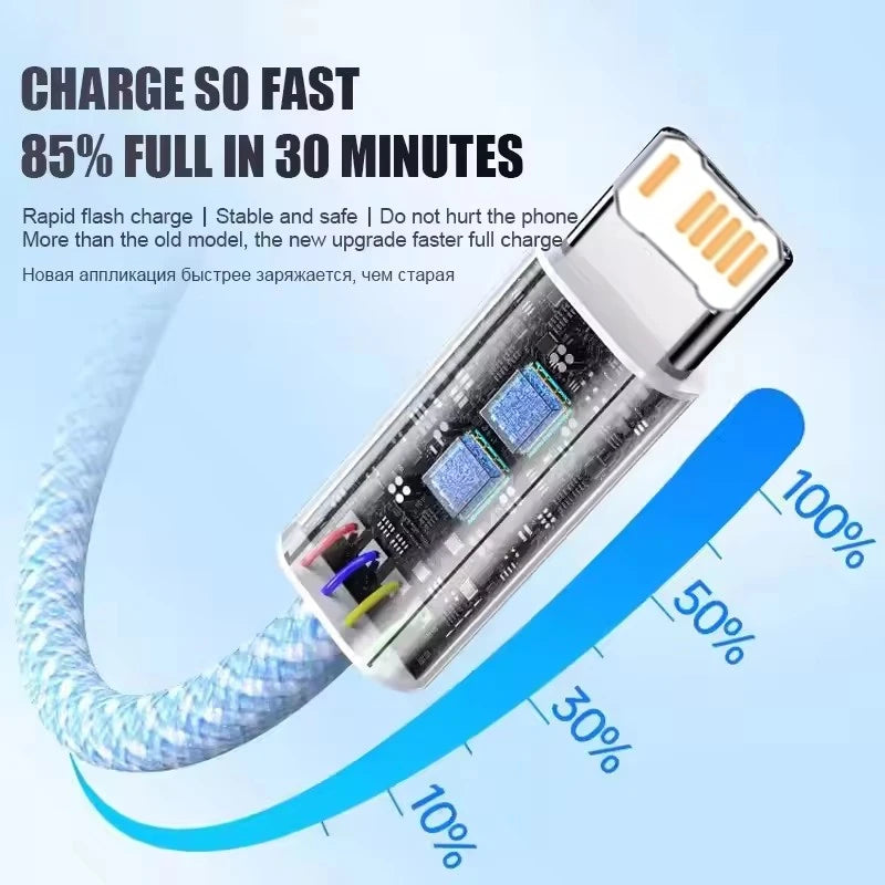 35W Braided USB-C to Lightning Fast Charge Cable for iPhone – 1m / 2m
