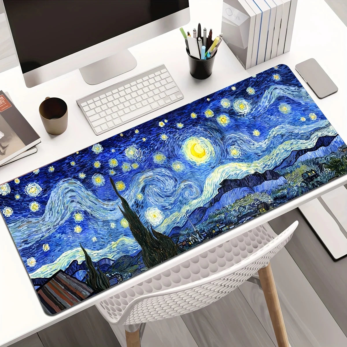 Van Gogh Starry Night XXL Extended Gaming Mouse Pad – Anti-Slip Desk Mat for Keyboard & Mouse