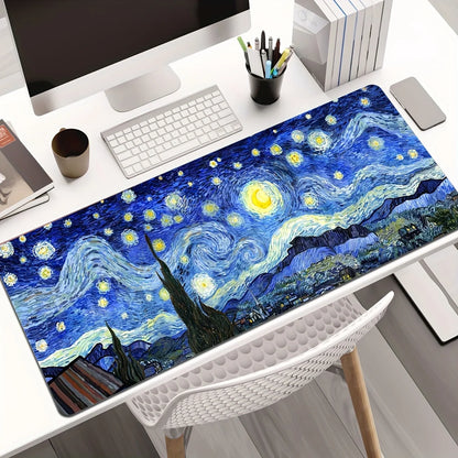Van Gogh Starry Night XXL Extended Gaming Mouse Pad – Anti-Slip Desk Mat for Keyboard & Mouse