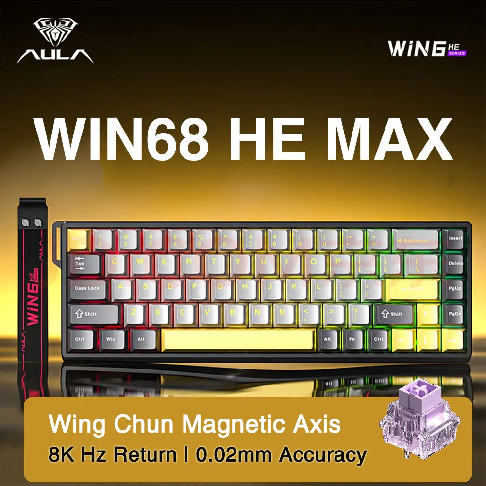 AULA WIN68 HE MAX Magnetic Switch Gaming Keyboard – Rapid Trigger, 8K Polling, RGB, Hotswap