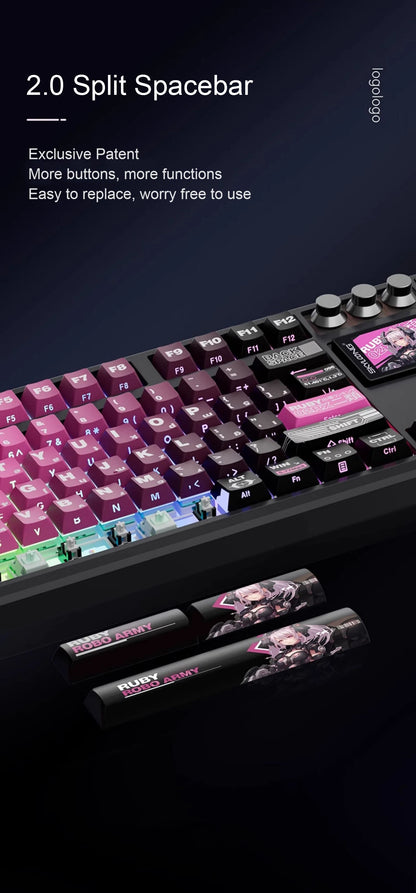 SKYLOONG GK104 Pro Full-Size Wireless Mechanical Keyboard – 104 Key, Hot-Swap, RGB, Macro Knob