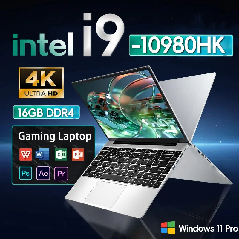 Gaming & Office Laptop — Intel i9-10980HK, 16GB RAM, Up to 2TB SSD, 1080p, Windows 11 Pro