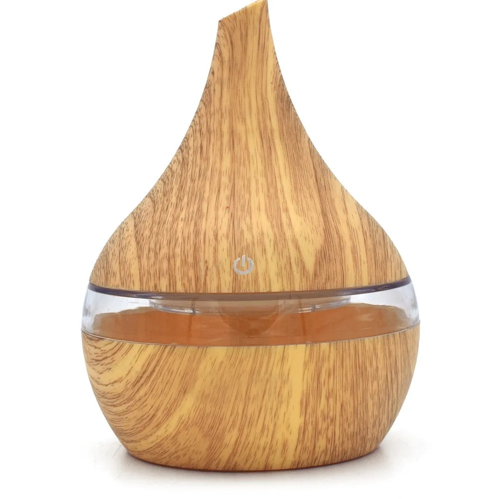 Portable Aroma Diffuser & Humidifier – 300ml, USB, 7-Color RGB Night Light | Light/Dark Wood, White