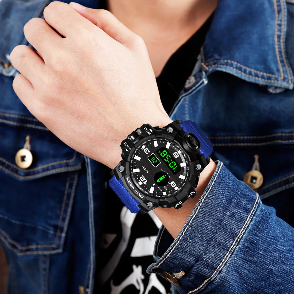Men's R.E.D. Sports Electronic Wristwatch with large dial, waterproof design, luminous display, and alarm feature.