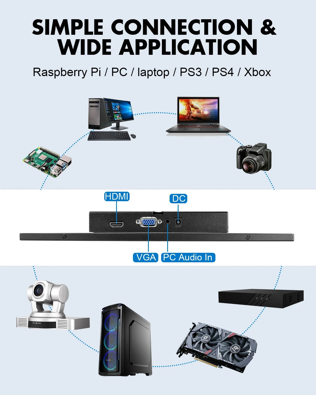 EYOYO 12" 2K QHD Monitor | 2560x1440 IPS | HDR400 | HDMI VGA | Built-in Speaker | Laptop PS4 Xbox