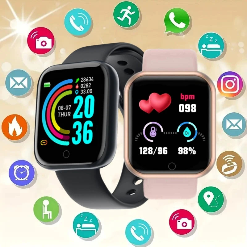 R.E.D. Shopping sports smartwatch showing digital display, wristband, and fitness tracking features for women and men.