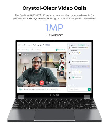 CHUWI FreeBook 2-in-1 Laptop – Intel N150, 13.4" 2.5K Touch, 16GB LPDDR5, 512GB SSD, WiFi 6, BT 5.2