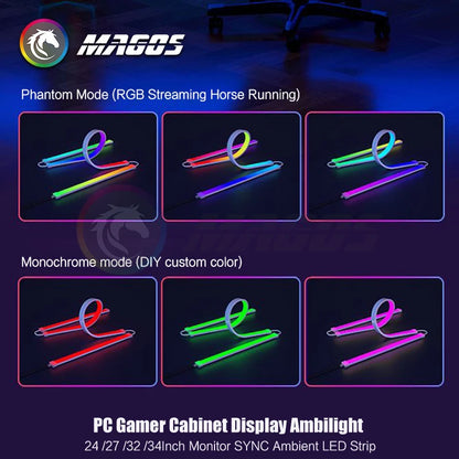 Skydimo Ambilight RGB LED Strip for PC Monitor – AURA USB 5V Software Control (24"/27"/32"/34")