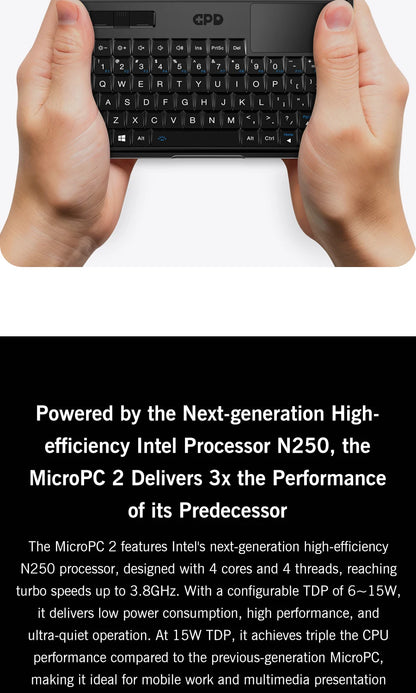 GPD MicroPC 2 – 7" Mini Laptop, Intel i3 N300, 16GB DDR5, 512GB SSD, Windows 11