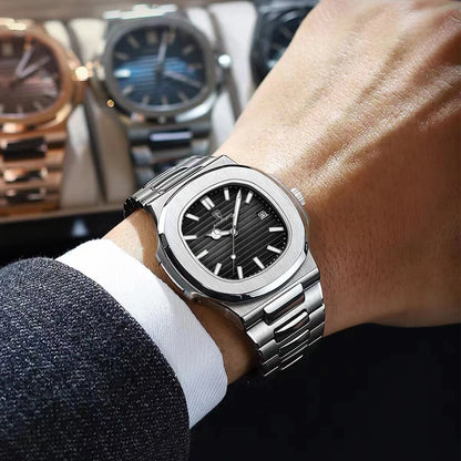 POEDAGAR Men's Luxury Sport Watch – Square Dial, Waterproof, Luminous, Date, Quartz