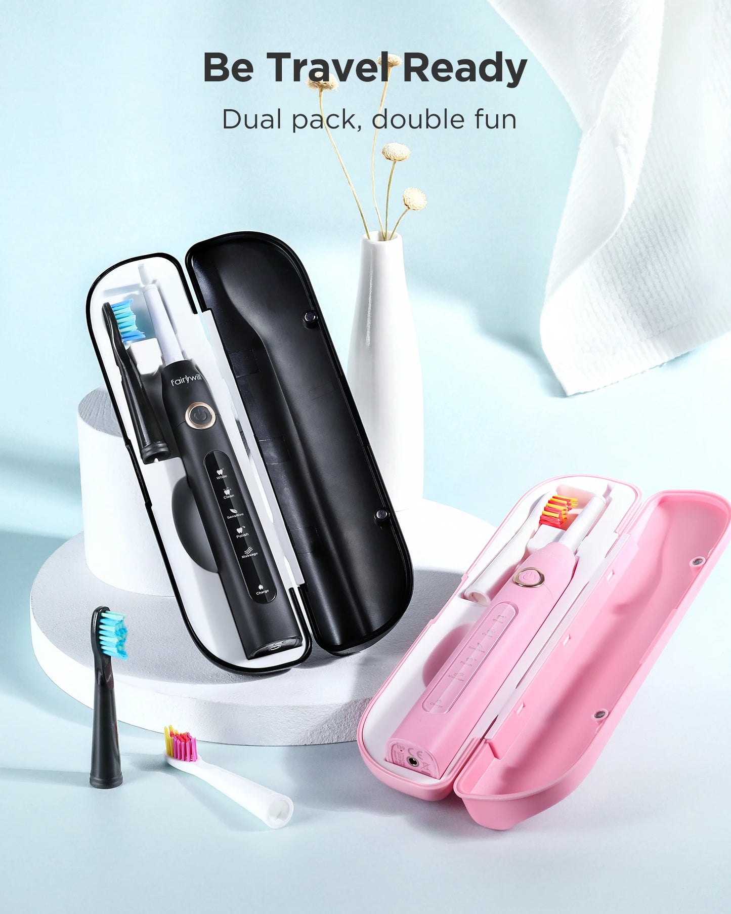 Fairywill FW-D7 Sonic Electric Toothbrush | 5 Modes | USB | Smart Timer | Travel Case