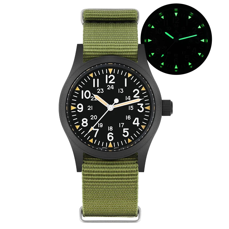Militado ML05 Vintage Field Watch – 38mm, VH31 Sweep, Sapphire AR Crystal, Luminous