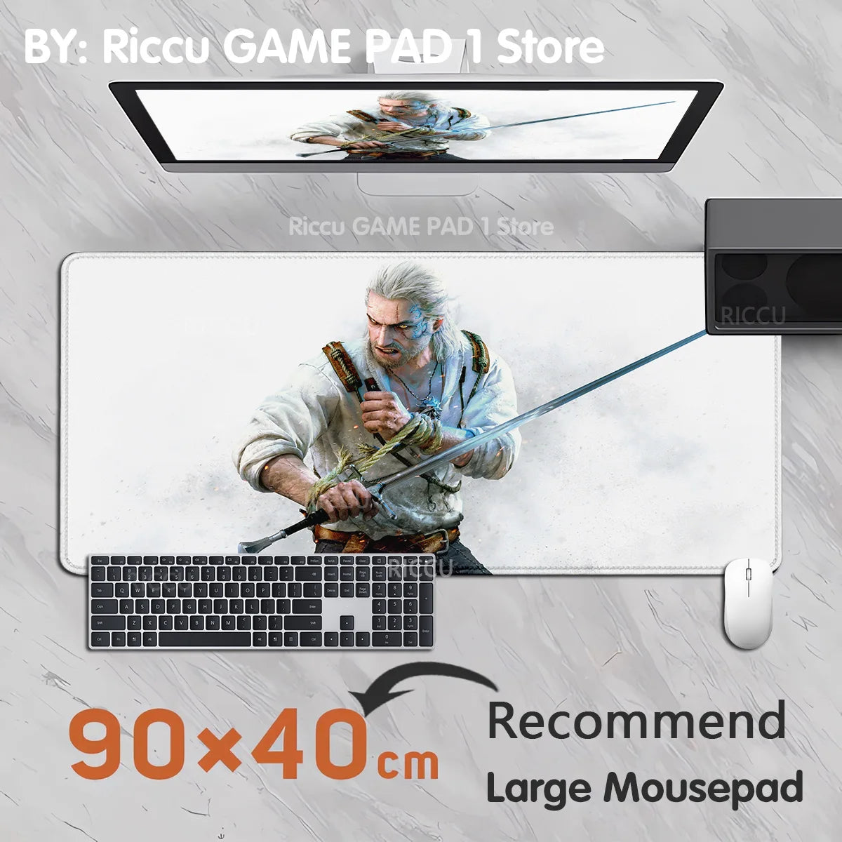 The Witcher 3 XXL Gaming Mouse Pad – Non-Slip, Lockedge, Thickened, Oversized Deskmat