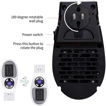 Eco Plug-In Electric Wall Heater — Energy Efficient, Low Noise, Portable Indoor Space Heater