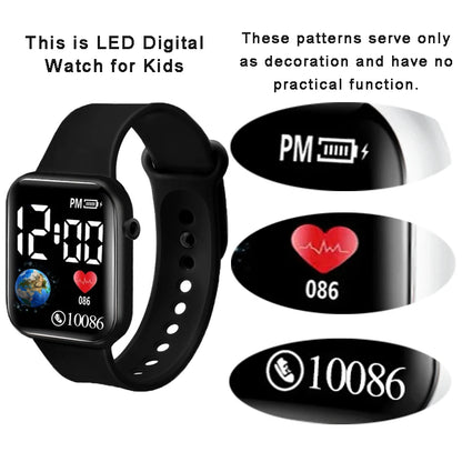 YIKAZE Kids LED Digital Watch – Silicone Strap, Cartoon Sport Wristwatch for Boys & Girls