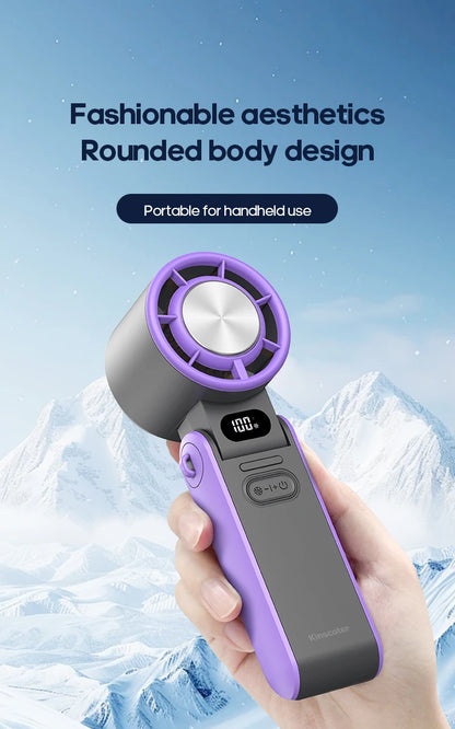 KINSCOTER Foldable Handheld Fan – 3600mAh, 100-Speed, Ice Cooling
