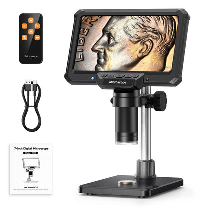 7" 1200X 16MP HD Electronic Digital Microscope – Camera for PCB, Phone & Coin Inspection