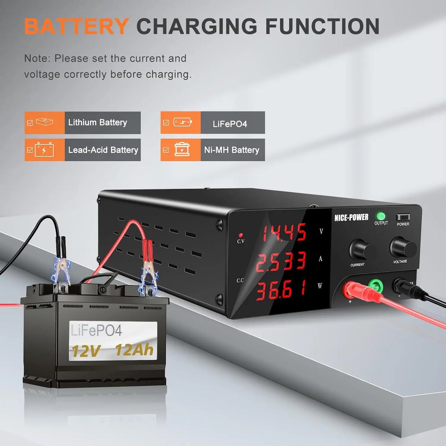 KUAIQU Adjustable DC Lab Bench Power Supply (30V–120V)