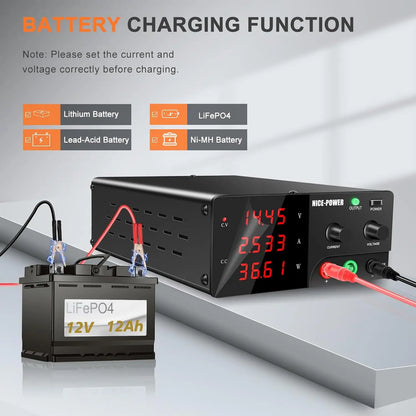 KUAIQU Adjustable DC Lab Bench Power Supply (30V–120V)