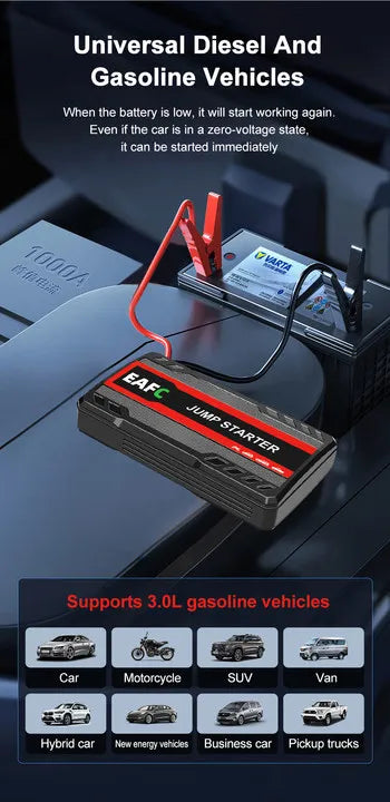 Car Jump Starter 600A-2000A | 12V Portable Battery Booster & Power Bank for Emergency Start (EAFC)