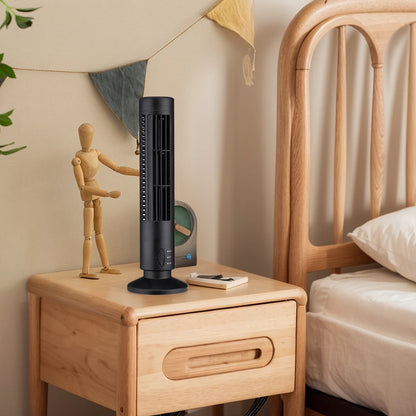 LED Bladeless Tower Fan — 90° Oscillating, USB Powered, Quiet, Desk Fan with Light, Home & Office