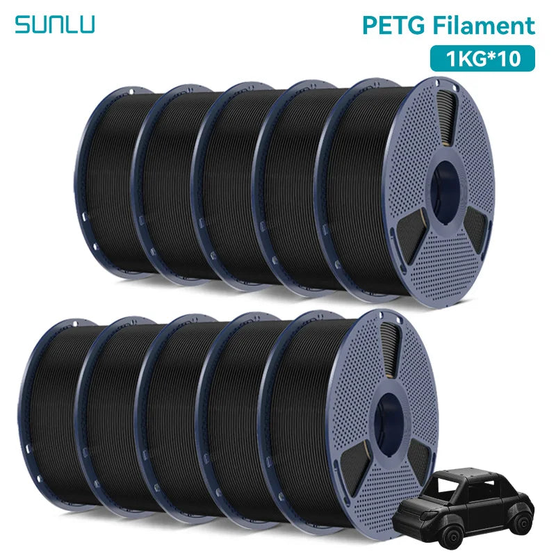SUNLU 3D Printer Filament – 10 Rolls 1.75mm PLA / PETG / PLA+, 1KG Each, EU & US Warehouse