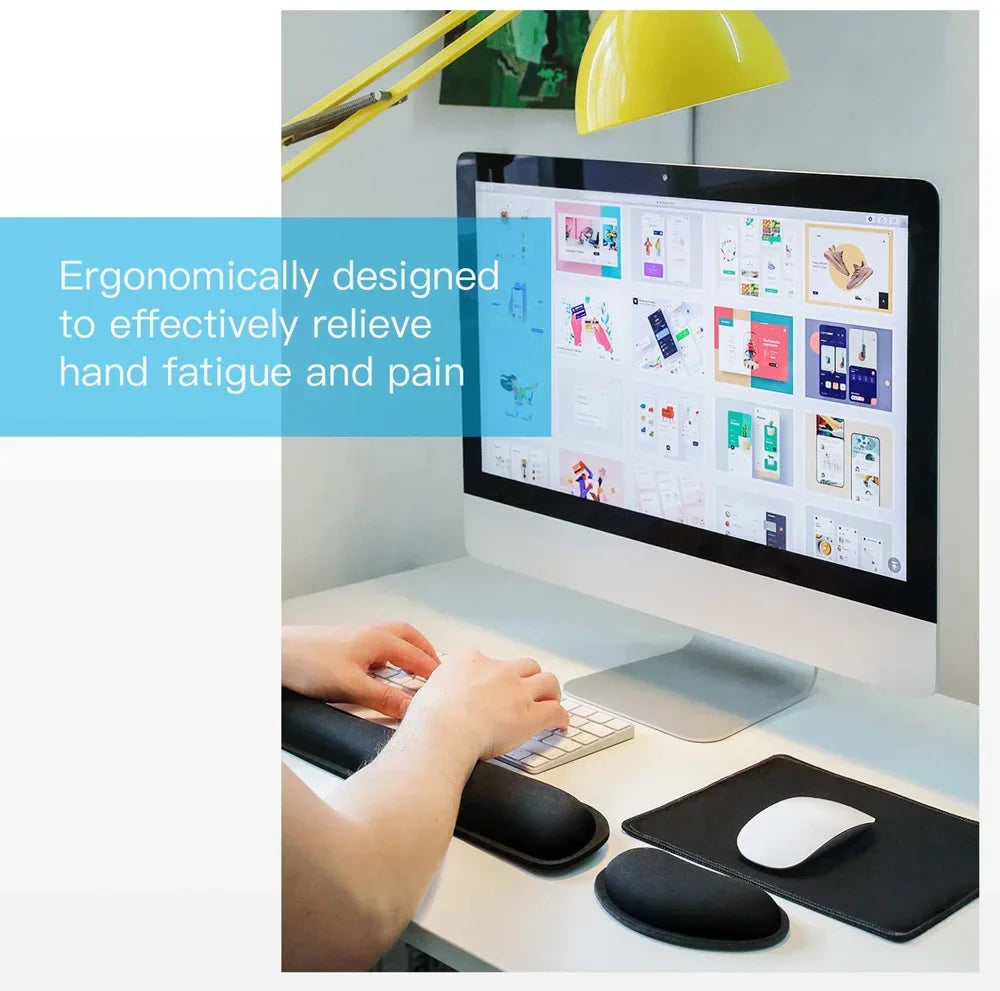 Memory Foam Wrist Rest Mouse Pad – Superfine Fibre, Ergonomic, for Gaming & Office