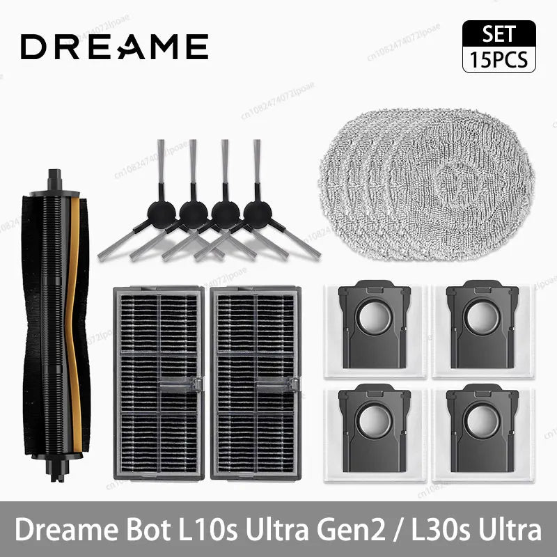 Dreame L10s Ultra Gen2 / L30s Ultra Robot Vacuum Spare Parts – Brush, Filter, Mop & Dust Bag