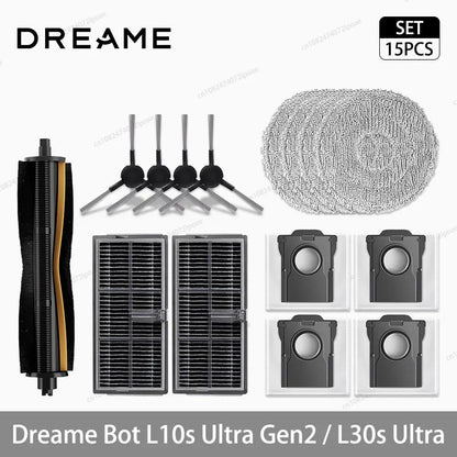 Dreame L10s Ultra Gen2 / L30s Ultra Robot Vacuum Spare Parts – Brush, Filter, Mop & Dust Bag