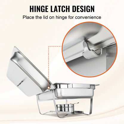 SucceBuy 8QT Rectangle Chafing Dish Set – 2/4/6 Pack Buffet Catering Warmer