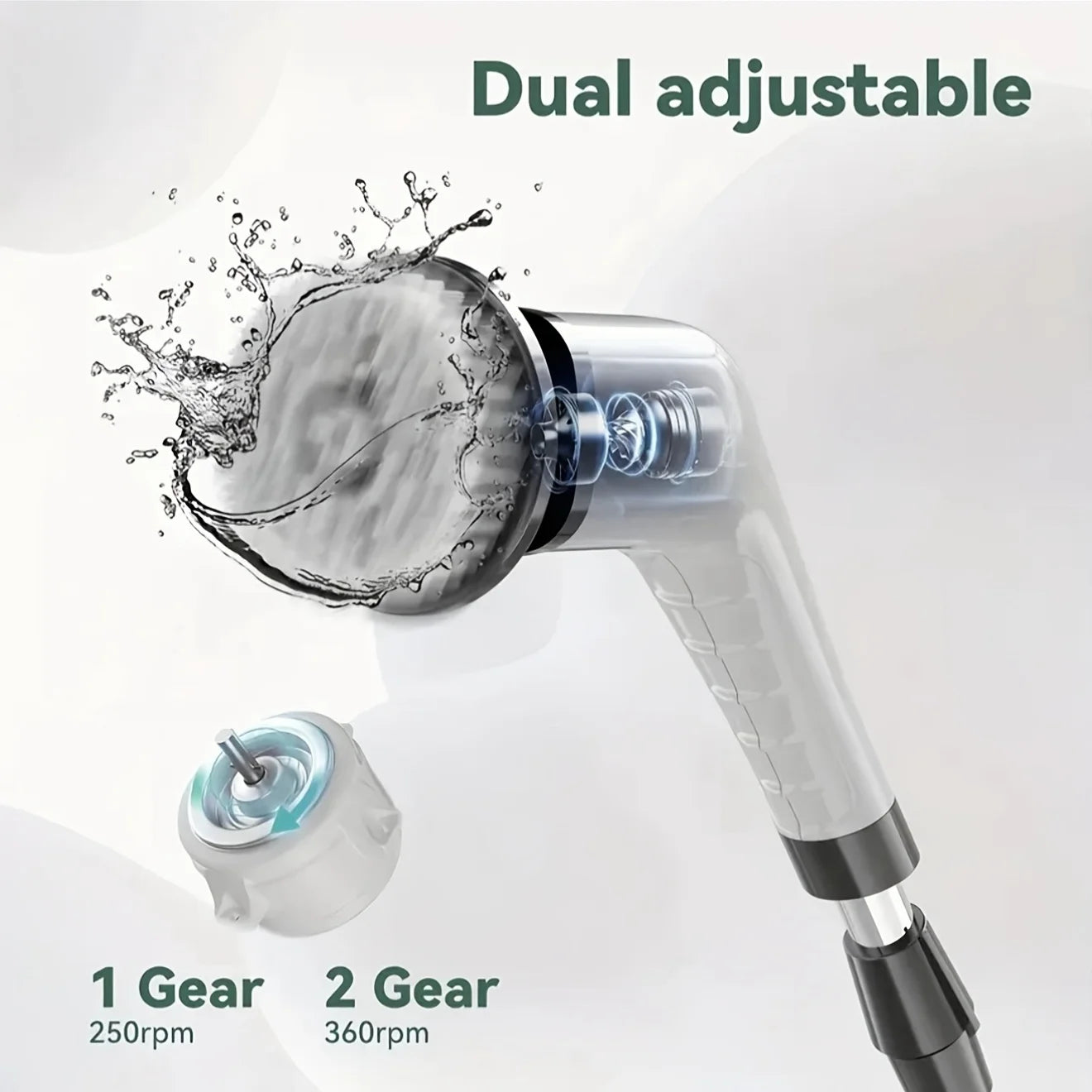 DIAMRI 9-in-1 USB Rechargeable Electric Cleaning Brush – Telescopic Handle, 8 Brush Heads, for Home & Car