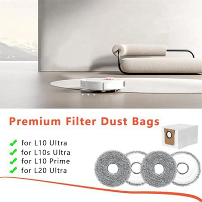 Six R.E.D. Shopping dust bag mop cloths and wet mop pads for Dreame L10S Ultra, L10 Ultra, L10 Prime, and L20 Ultra vacuum cleaners.