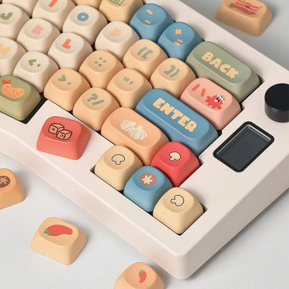 Instant Noodle MOA Profile PBT Keycaps – Cute Cartoon Thermal Sublimation, 5-Sided Dye