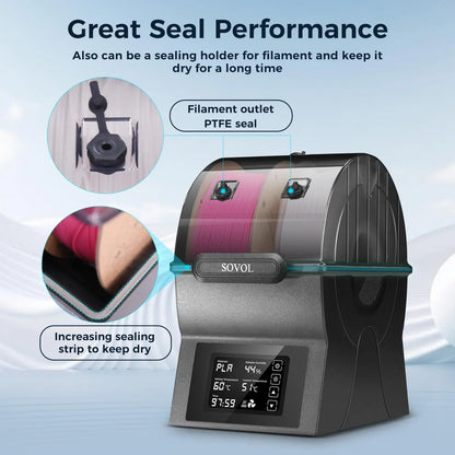 Sovol SH02 Filament Dryer – Sealed Storage Box, PTC Heater, Spool Holder, Filament Dehydrator