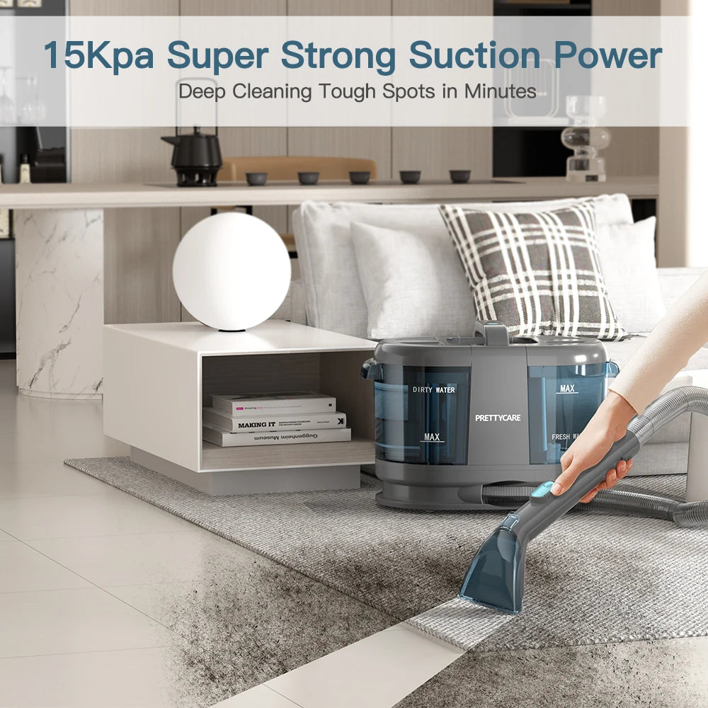 PrettyCare PC808 Cordless Carpet & Spot Vacuum Cleaner – 1.4m Hose, Wet Sprayer for Sofa & Car