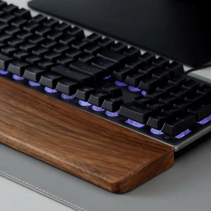 Walnut Wood Mechanical Keyboard Wrist Rest — Ergonomic Palm Pad, 87/98/104/108 Key