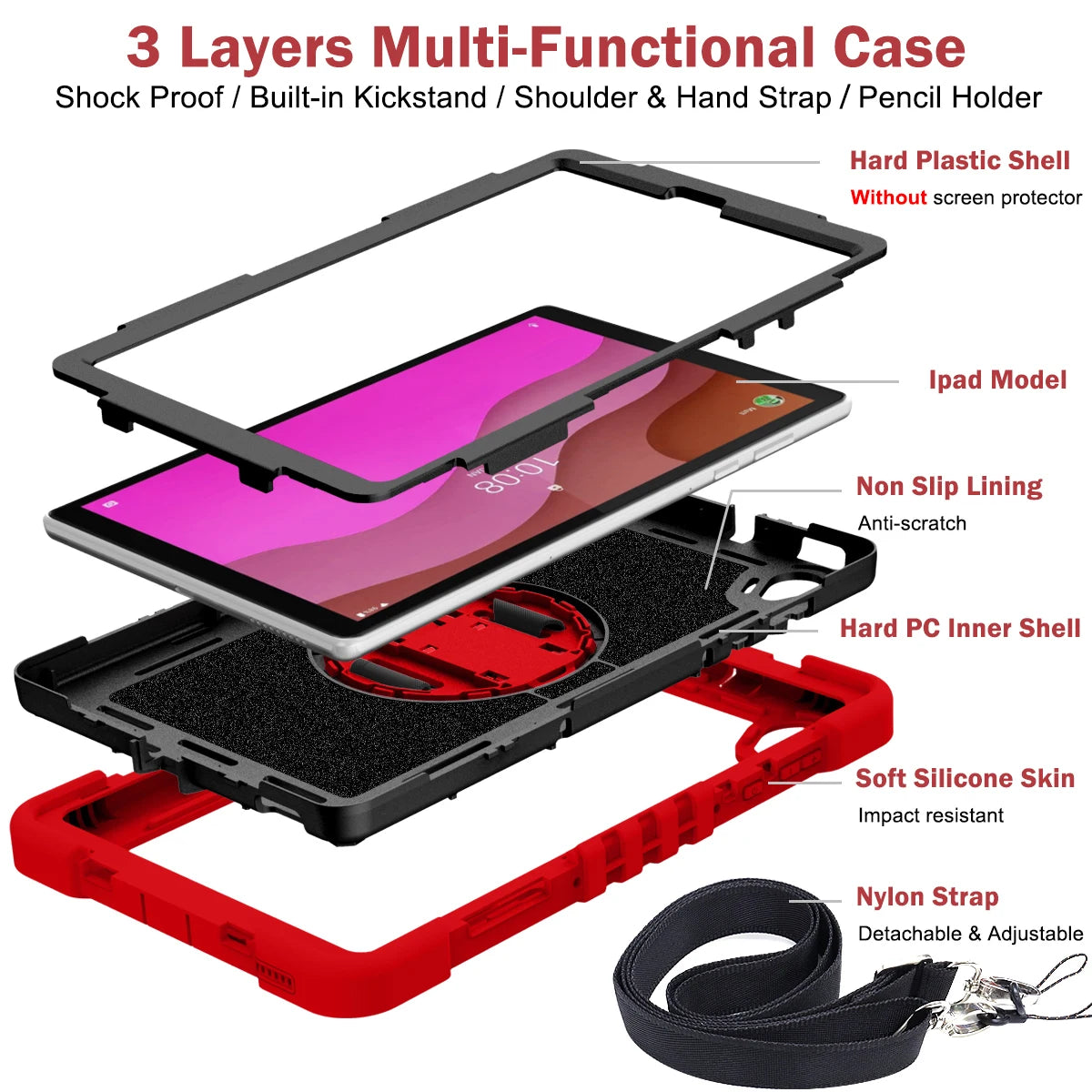 360 Rotating Kids Case for Lenovo Tab M10 HD Gen2 TB-X306 – Shockproof, Kickstand, Shoulder Strap
