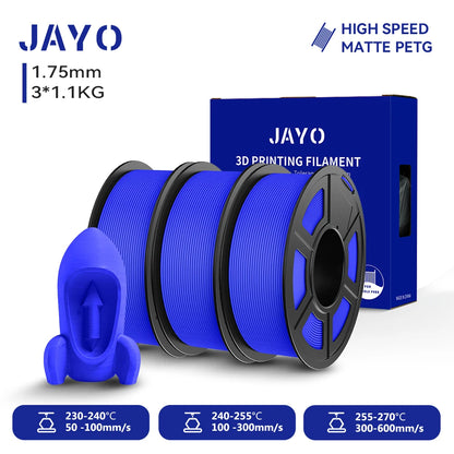 JAYO PETG/High Speed Matte PETG 3D Printing Filament 1.75MM Mix-Colors & No bubbles &Non-toxic For 3D Printer & Pen 3Rolls